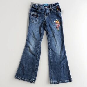 Y2K Children’s Place Girls Floral Embroidered Denim Jeans Size 6/7